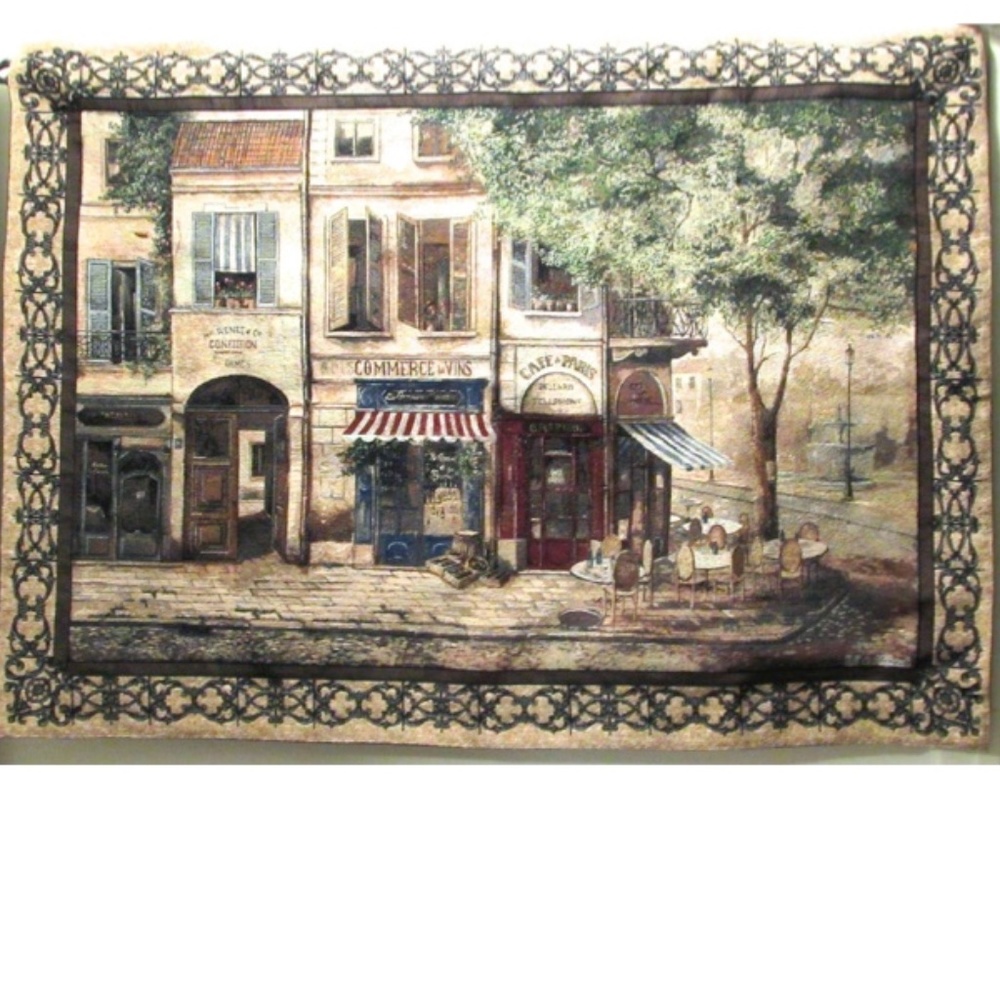Cafe De Paris F De Villeneuve Art Wall Hanging